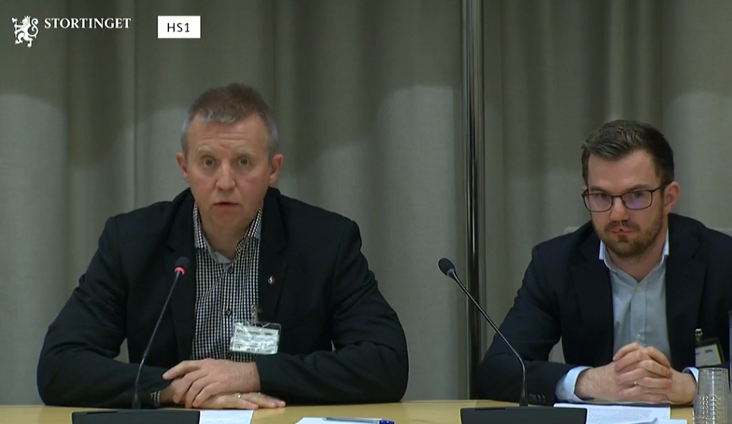Frode Alfheim og Johnny Håvik. Foto: Foto: skjermdump fra videoopptak på stortinget.no